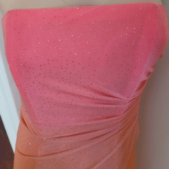 Jump Apparel Rainbow Sherbert Pink Orange Strapless Sparkle Dress Size 5/6 - Picture 14 of 16